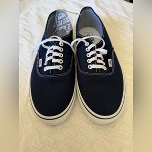 Vans Men's Authentic Dark Navy Blue Canvas Sneakers Angstrping